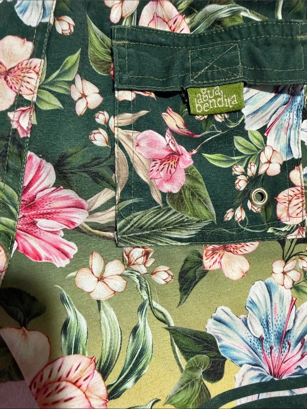 Agua Bendita Green Gradient Floral Swim trunks